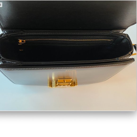 Brand New Celine Triomphe Teen Bag in Shiny Black Calfskin Leather - Picture 10 of 16